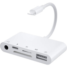 Adapter do czytnika kart 5 w 1, innowacyjna konstrukcja dla urządzeń Lightning, funkcja Plug and Play z szybkim ładowaniem i synchronizacją