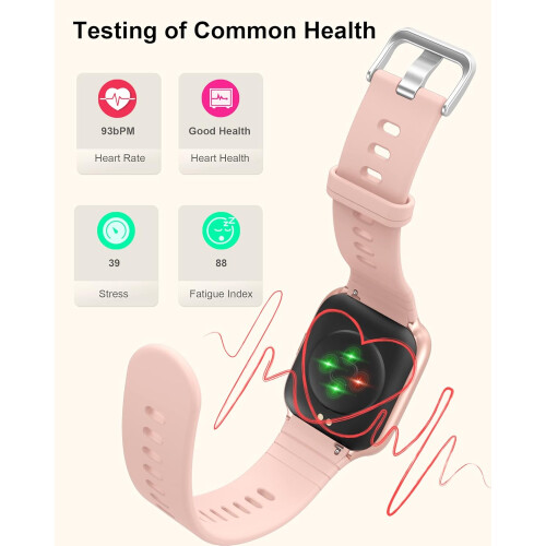 Smart Watch, Sport Mode Activity Tracker, Full Touch Screen for iPhone Android (Pink) 1