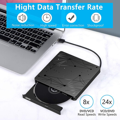Εξωτερική μονάδα DVD υψηλής ταχύτητας USB 3.0, προηγμένη τεχνολογία εγγραφής, 2