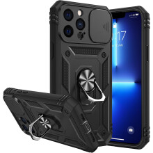 Robuste Schutzhülle für iPhone 13 Pro Max, stoßfeste Schutzhülle nach Militärstandard mit verschiebbarer Kameraabdeckung und Ringständer für