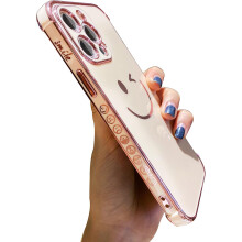 Glänzende TPU-Hülle mit Smiley-Gesicht für Damen, modische Handyhülle mit verstärkten Ecken, stoßfester Schutz, kompatibel mit iPhone 13 Pro M