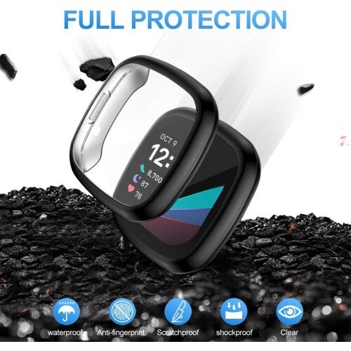 High Transparency Screen Protector Case Compatible Fitbit Sense Versa 3, Scratch-Proof Full Cover Protective Cases, Easy Install Remove for Stylish Pr 2
