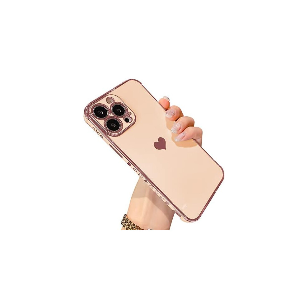 Cute Love Heart Design Case For Iphone 13 Pro Max, Luxury Plating Shockproof Protection With Raised Bezels And Tpu Material For Women Girls (6.7 Inch, 9012494678130