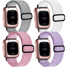 Rekbare nylon Fitbit Versa-bandjes, eenvoudig te installeren, duurzame connector, stijlvolle kleurrijke, zachte lus, huidvriendelijk materiaal,