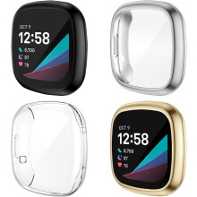 High Transparency Screen Protector Case Compatible Fitbit Sense Versa 3, Scratch-Proof Full Cover Protective Cases, Easy Install Remove for Stylish Pr