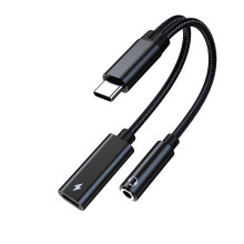 Adattatore 2 in 1 da USB-C a 3,5 mm, splitter stereo Hi-Fi a ricarica rapida per Google Pixel, Samsung Galaxy, Huawei, iPad Pro, Moto Z ecc., plug