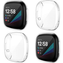 Ochranný kryt displeje pro Fitbit Sense/Versa3, 3D Arc Edge Soft TPU Bumper Case nabízí plnou ochranu, snadná instalace, odolnost proti