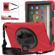 Wytrzymała, odporna na wstrząsy obudowa ochronna do Amazon Fire HD10 2021, z wycięciami i odpinanym paskiem na ramię, idealny towarzysz