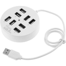 High Speed USB Hub, Round Shape Multi-Port Splitter with LED Indicator and Space Saving Design for Desktops and Workstations
