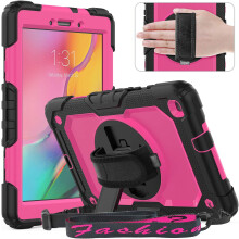 Robuuste beschermhoes voor de Samsung Galaxy Tab A8.0" 2019, schokbestendige, stevige cover met schermbeschermer, multifunctionele draagriem en