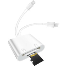 Universell kortläsare för iPhone, Lightning-kontakt möjliggör höghastighetsöverföring och bred kortkompatibilitet, Plug and Play-design för