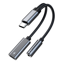 Slimme audio-accessoire, 2-in-1 USB-C naar 3,5 mm adapter met PD snelladen, Hi-Fi audiokwaliteit voor Google Pixel, Samsung Galaxy, Huawei,