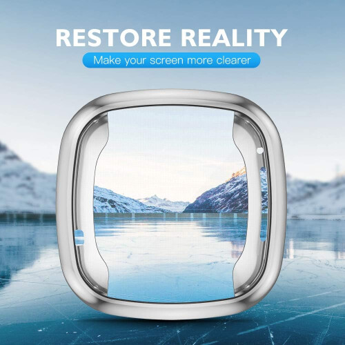 Capa protetora compatível com Fitbit Sense Versa3, capa com película protetora de tela de alta transparência e resistente a arranhões, fácil de 2