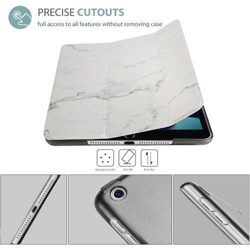 Capa protetora para iPad de 10,2 polegadas, com parte traseira em policarbonato fosco translúcido, compatível com Smart Cover e função de 2