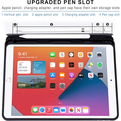 Θήκη για iPad 9th8th7ης γενιάς, Προστατευτικό κάλυμμα πίσω κελύφους TPU με ρυθμιζόμενες 1