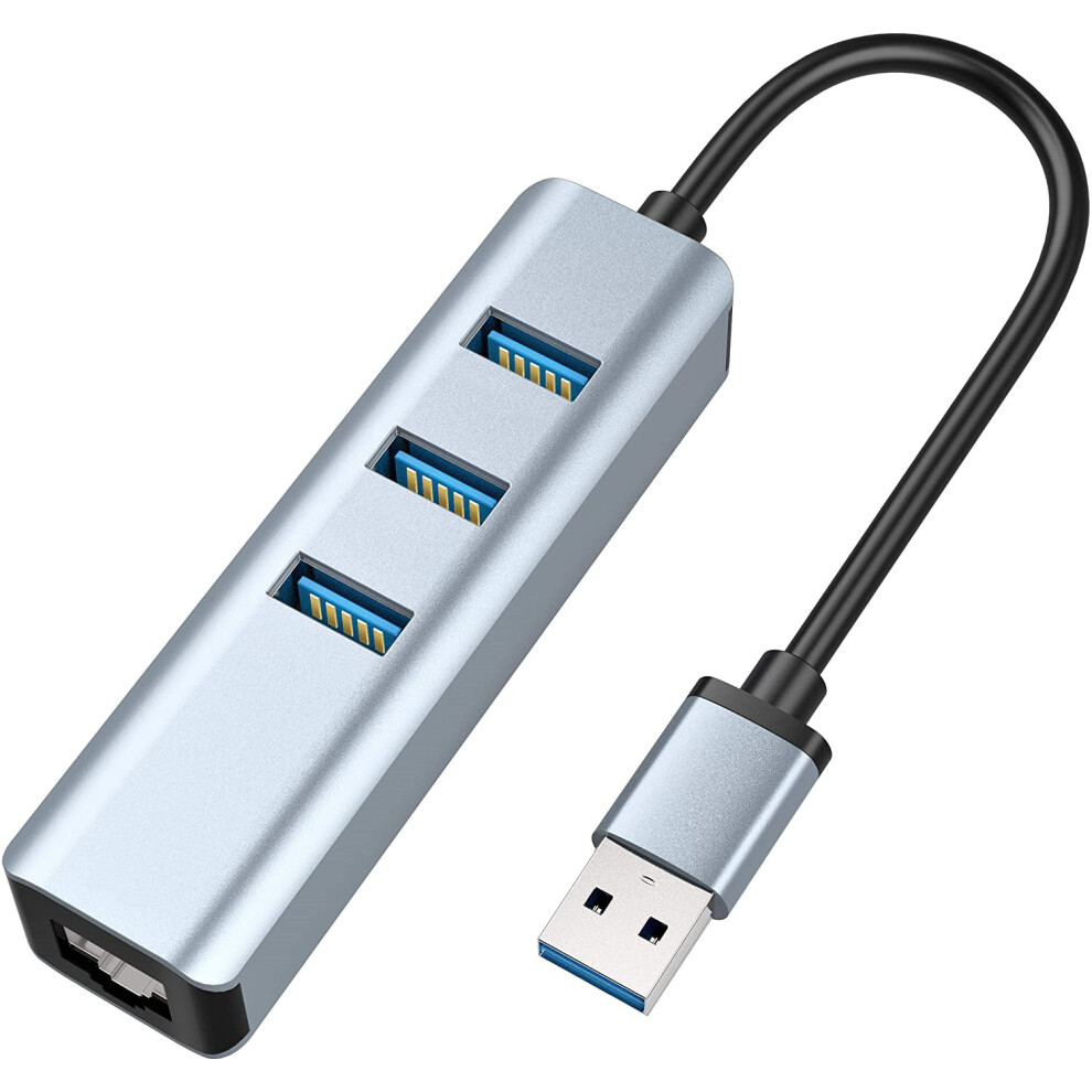 Upgrade Your Laptop With Usb 3.0 Ethernet Adapter, 4-In-1 Multiport Usb Splitter For Fast Wired Networking And 5Gbps Data Transfer, Plug And Play For 9176269923440