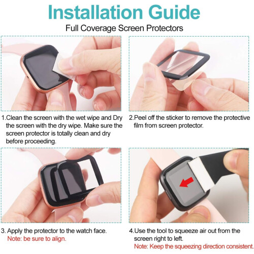 Screen Protector For Fitbit Sense Versa 3, Flexible Tpu Film Ensures High Response Touch Sensitivity, 4-Pack 2