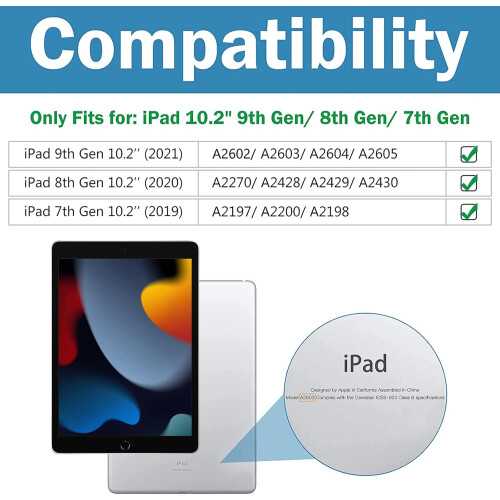 Capa protetora para iPad de 10,2 polegadas, com parte traseira em policarbonato fosco translúcido, compatível com Smart Cover e função de 1