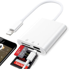 Geheugenkaartadapter, snelle gegevensoverdracht SD-kaartlezer compatibel met trailcamera-viewer voor iPhone en iPad, 3-in-1 kaartadapter met