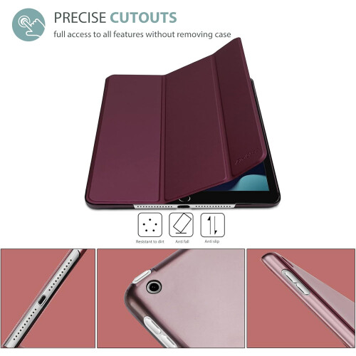 Capa protetora para iPad de 10,2 polegadas, com parte traseira em policarbonato fosco translúcido, compatível com Smart Cover e função de 2