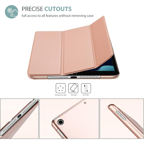 Capa protetora para iPad de 10,2 polegadas, com parte traseira em policarbonato fosco translúcido, compatível com Smart Cover e função de 2
