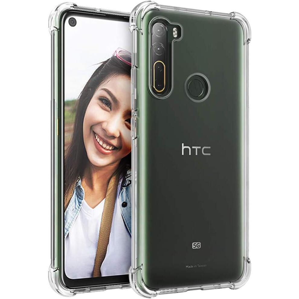 Transparent Case For Htc U20 5G, Clear Soft Tpu Protective Cover With Reinforced Corner Ultra-Thin Design, Shock Absorption Flexible Bumper With Raise 9012494526134