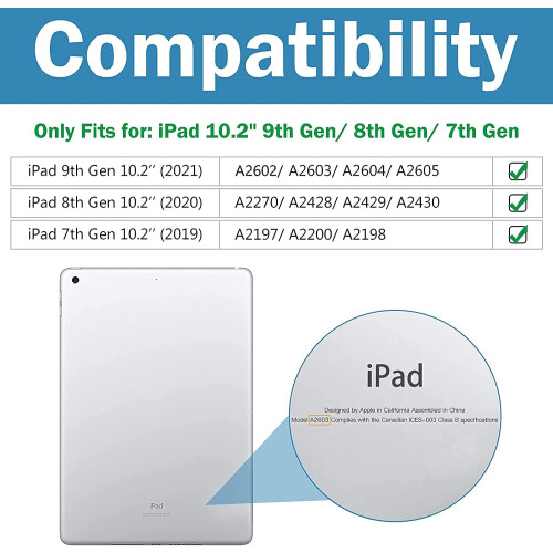 Capa protetora para iPad de 10,2 polegadas, com parte traseira em policarbonato fosco translúcido, compatível com Smart Cover e função de 1