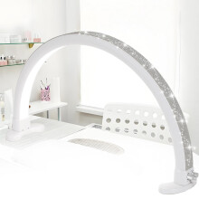Nail Desk Lamp with 180 Shadow Lighting, CRI95 True Color LEDs, White Half Moon Design for Salon