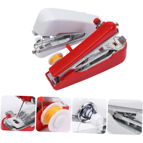 2 Pack Mini Portable Sewing Machine Handheld Manual Stitch Tool for Beginners DIY Fabric Repairs 2