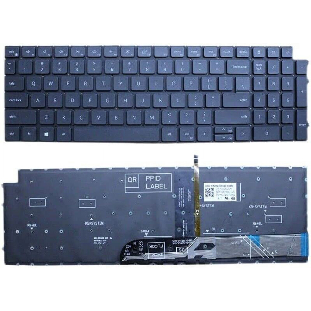 New Us English Backlit Laptop Keyboard (Without Palmrest) For Compatible With Dell 15.6" Inch Latitude 3520 Vostro 5510 5515 7510 Black 9773935910935