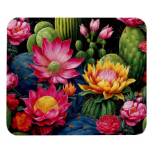 Vierkante muismat (21 x 24 cm), muismat met cactusmotief voor laptop en gaming, gestikte rand, antislip rubberen onderkant, bureauaccessoire voor
