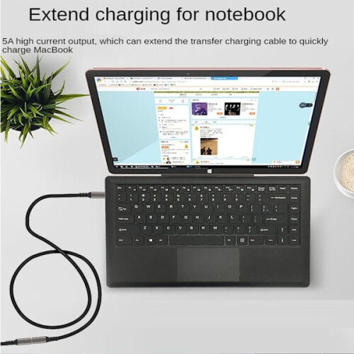USB3.2Type-C -jatkokaapeli USB-C PD100W uros-naaras 1M 1m 2