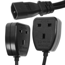 IEC-Stromkabel Y-Splitter-Netzstecker C14 auf Doppel-UK3-Pin-Netzkabel