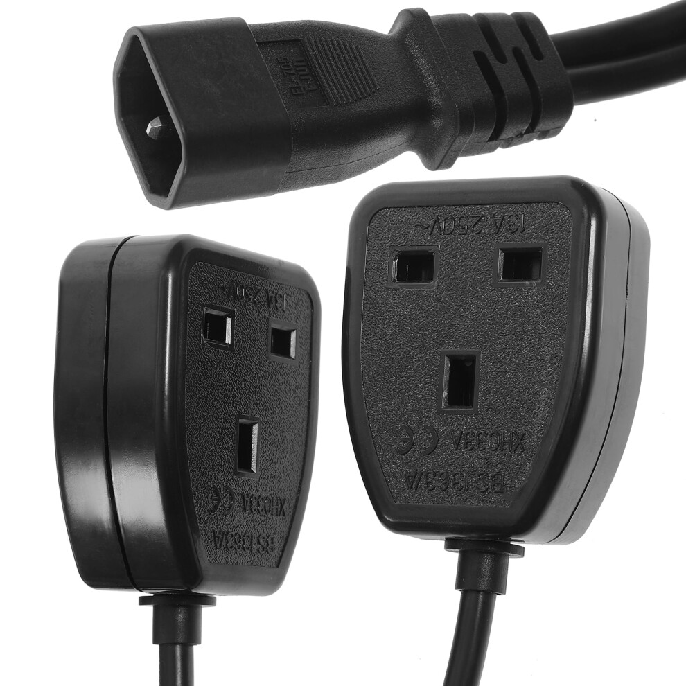 Iec Power Cable Y Splitter Power Plug Cord C14 To Double Uk 3-pin Power Cord