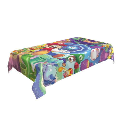 Mario Rectangular Tablecloth Water Resistance Antiwrinkle Spillproof Soft Fabric Table Cloth 60"X90" 1