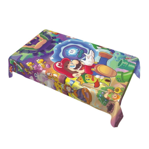 Mario Rectangular Tablecloth Water Resistance Antiwrinkle Spillproof Soft Fabric Table Cloth 60"X90" 2