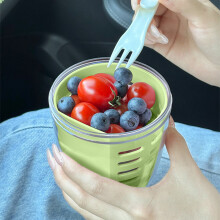 Set di contenitori portatili per macedonia di frutta da picnic (590 ml), in plastica senza BPA con coperchi ermetici e forchetta, ideale per feste