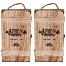 2x Coffret de transport vintage en bois pour bouteilles de vin rouge, étui de rangement et présentoir, cadeau d'anniversaire