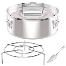 Moule à flan Flaneras, en acier inoxydable avec couvercle - Compatible avec les casseroles de 6 litres (3 et 8 litres disponibles) - avec support