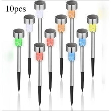 Waterdichte LED-padverlichting op zonne-energie van roestvrij staal voor buiten, geschikt voor tuin, terras, erf en oprit (multicolor, 10 stuks)