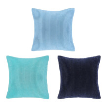 Phantoscope Designer's Choice Decoratieve Sierkussenhoezen Set, Blauw Gradient Corduroy Gestreept Fluweel Serie, 45 x 45 cm, 3-delig