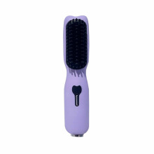 Cordless Hot Hair Brush Straightener Comb, Electric Heat Pressing for Natural Black Hair, Beard & Wigs - Purple, Anti-Burn, Holiday Gift