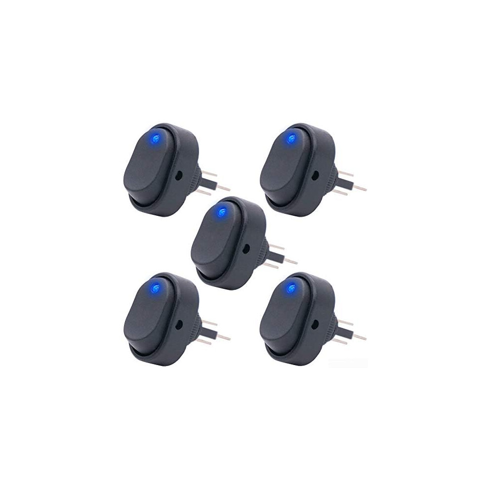 5 Pack 12V 30A Led Rocker Toggle Switch Spst On Off For Car Boat Truck Marine Equipment Blue 9365369147737
