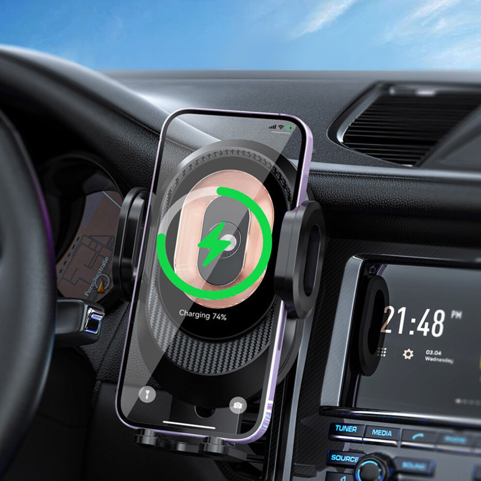 Car Charging Holders, 15W Transparent Car Wireless Charger Car Navigation 360 Degree Rotation Automatic Sensing Car Wireless Charger 9773935028968