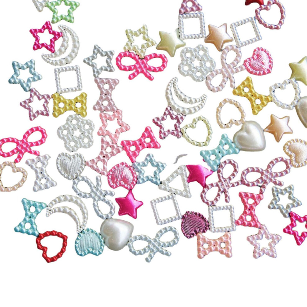 480PCS Assorted Nail Art Rhinestones and Charms Set Flowers Butterflies Bowknots Pearls for DIY