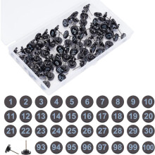 100 Pcs Numbered Push Pins 1-100, Black & White Thumb Tacks 11mm x 16mm, compatible with Maps, Presentations, Photos, Posters