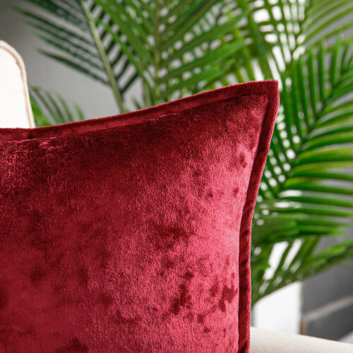 Phantoscope Patterned Velvet Tailored Edge Decorative Throw Pillow, 20" x 20", Red, 2 Pack 1