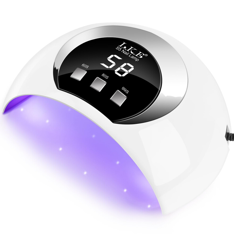 54W UV LED Nail Lamp with Timer, Professional Gel Nail Dryer with Auto Sensor for Gel Polish