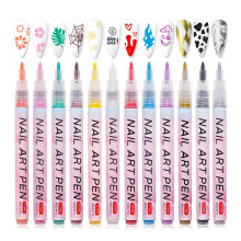 12 Color Nail Art Pen Set with Fine Tip for Detailed Nail Designs on Gel, Acrylic and Natural Nails