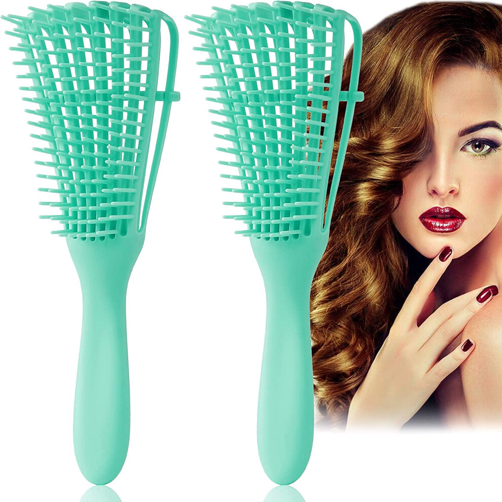 Green 2 Piece Detangling Brush For Curly Hair And Afro Hair, 3A To 4C, Wet Or Dry, Quick Knot Removal